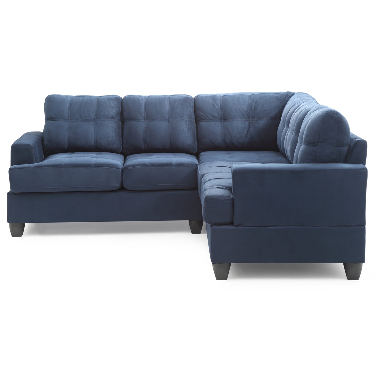 Glory Furniture Sandridge Microsuede Sectional in Navy Blue