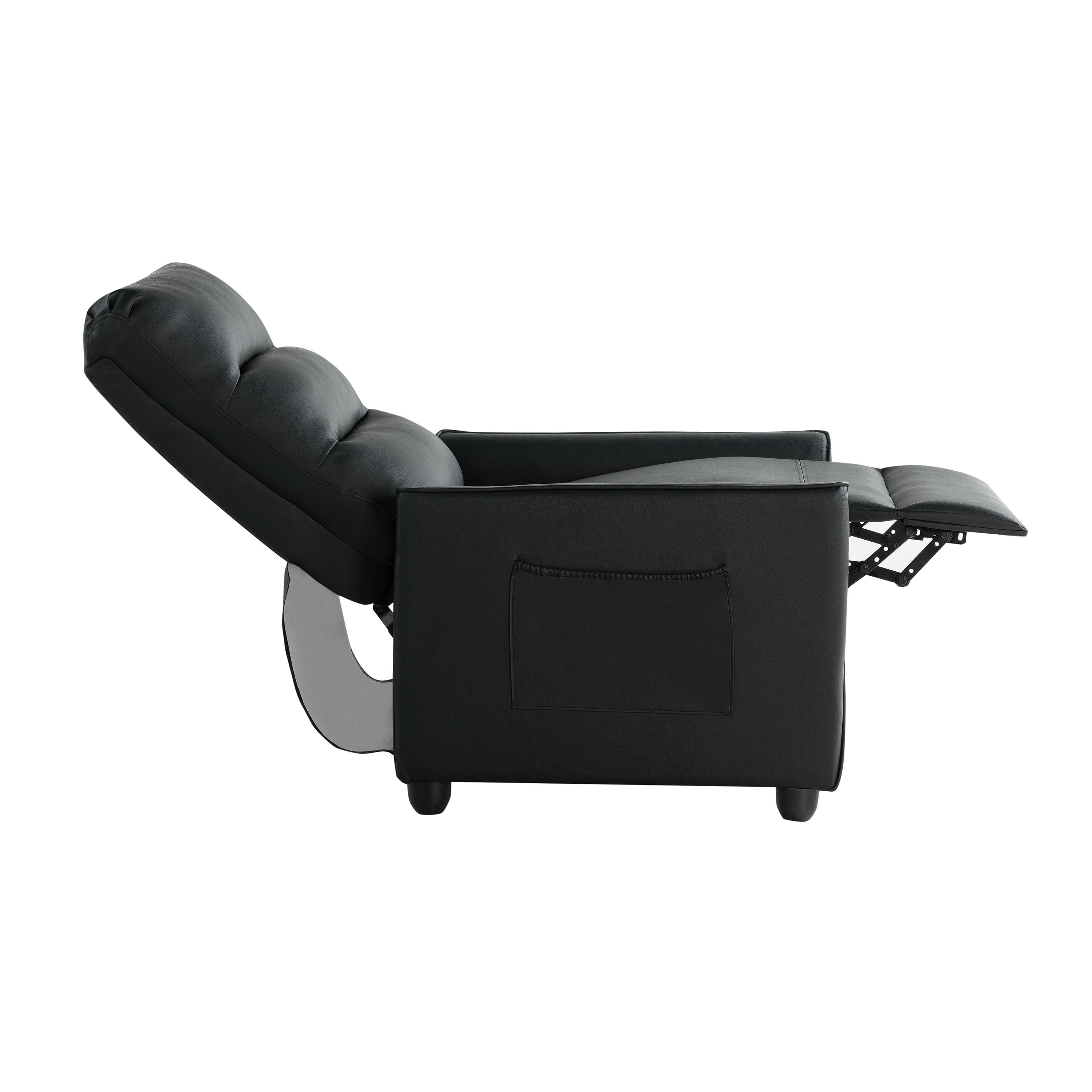 Relax A Lounger Morgan Modern Pushback Recliner, Black Faux Leather