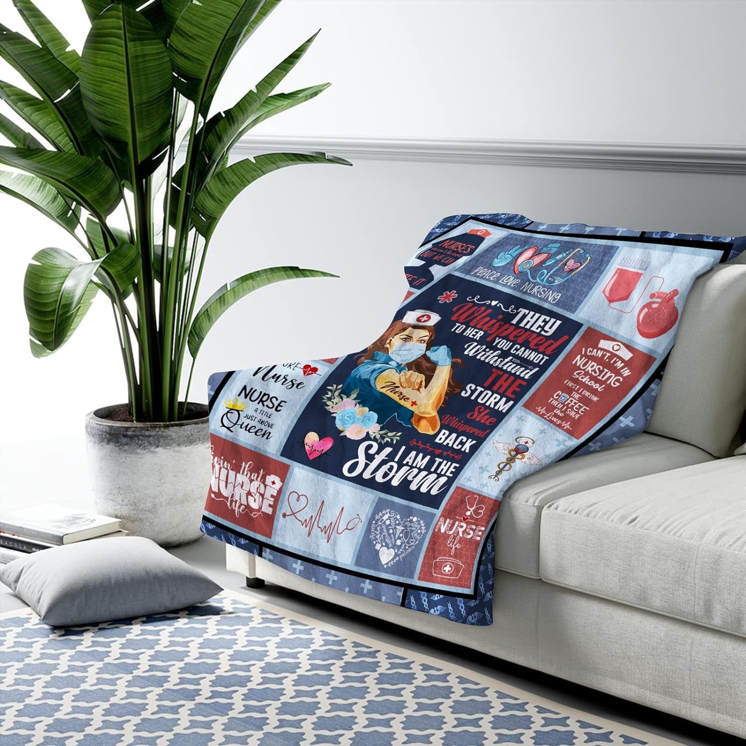 Nurse Gifts for Women - Gifts for Nurses 60"x50" Blanket - Nursing Student Gifts - RN Gifts for Nurses - NICU Nurse Gifts - Nurse Week Birthday Graduation Retirement Gift Ideas