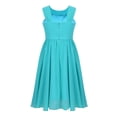 thumbnail image 2 of iEFiEL Big Little Girls Halter Neck Chiffon Summer Dress Sleeveless Rhinestone Wedding Birthday Party Dress Turquoise 8, 2 of 7