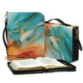 thumbnail image 4 of Kuiaobaty Marble Pattern Faux Leather Bible Cover Case Bible Carrying Book Case Durable Church Bag Bible Bag Bible Protective with Handle & Shoulder Strap Gift for Women Men, M, 4 of 7