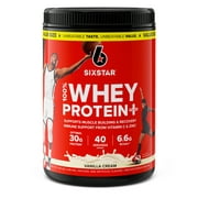 Six Star Pro Nutrition 100% Whey Protein Plus Powder, Vanilla Cream, 30 G Protein, 4.1 lb