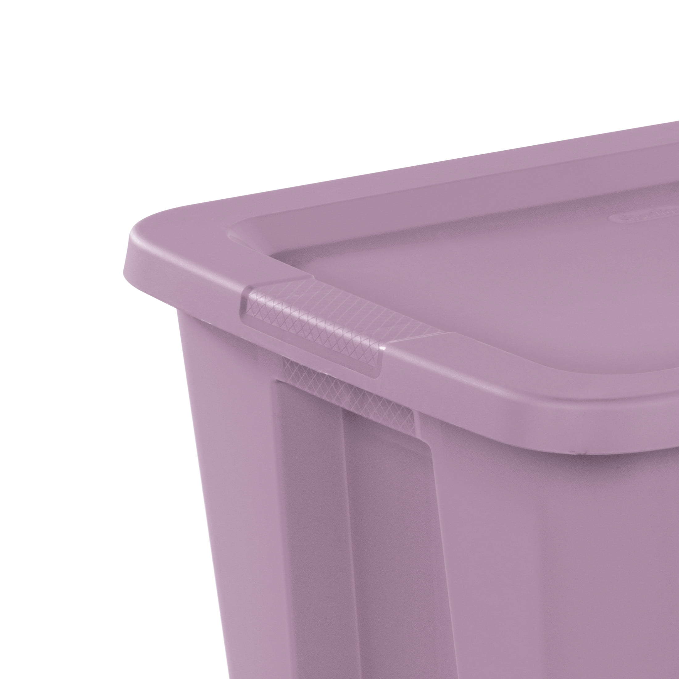 Sterilite Large Storage Bin, 18 Gallon Plastic Storage Container with Snap-On Lid, Purple