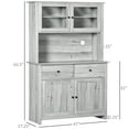 thumbnail image 4 of HOMCOM 63.5" Kitchen Buffet with Hutch, Pantry Storage Cabinet with 4 Shelves, Drawers, Framed Glass Doors, Open Microwave Countertop, Ash Grey, 4 of 9
