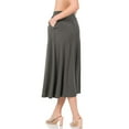 thumbnail image 6 of Niobe Clothing Womens Mid Calf Pleated Midi Swing Skirt High Waist A-Line, 6 of 7