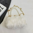 thumbnail image 4 of Bolso de noche de flores de rosa Mujeres con cadena Pearl Crossbody Party White, 4 of 9