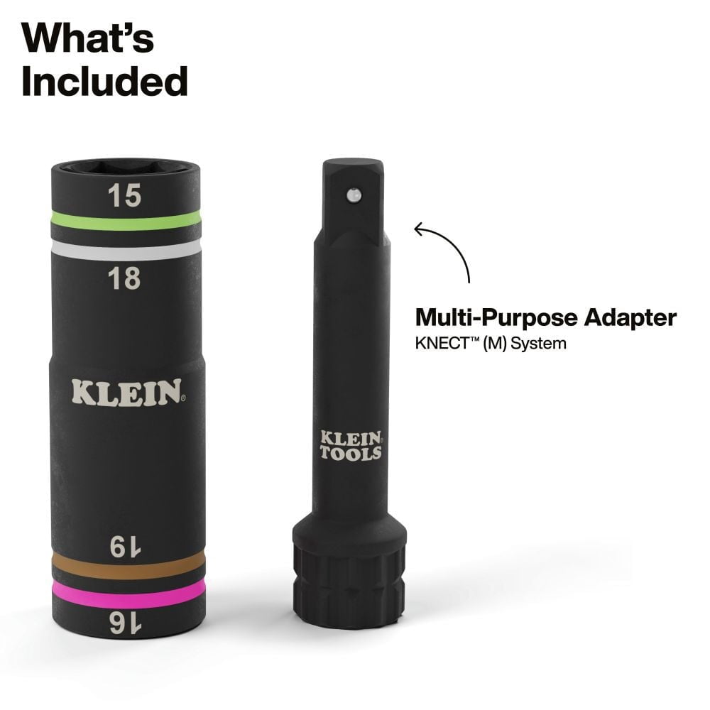 Klein Tools Knect Quad 4 Heavy Duty Impact Flip Socket Metric 2 Pieces