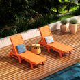 thumbnail image 2 of WestinTrends Malibu Outdoor Chaise Lounge Set of 2, All Weather Poly Lumber Patio Pool Lounge Chair with 5 Posistions Backrest, Orange, 2 of 9