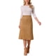 thumbnail image 2 of Falda Midi Casual de Ante Sintético para Mujer INSPIRE CHIC con Cintura Alta en A Color Marrón, 2 of 6