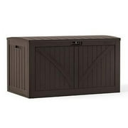 Suncast 134-Gallon Outdoor Resin Deck Storage Box with Seat, Java Brown
