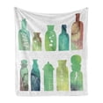 thumbnail image 1 of Apothecary Soft Flannel Fleece Blanket, Vintage Watercolor Botanical Herbal Treatment Bottles Medicine Aromatic Nature, Cozy Plush for Indoor and Outdoor Use, 60" x 80", Multicolor, by Ambesonne, 1 of 6