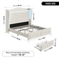 thumbnail image 2 of Homfa King Size LED Bed Frame with Storage Drawers, 54in Tall Velvet Upholstered Headboard Platform Bed with Wingback Buttons Headboard, Beige, 2 of 11