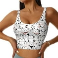 thumbnail image 2 of Haiem Cute Cat Pattern Womens Sports Bra - U Neck Padded Low Impact Yoga Bra Workout Crop Top Gym Moisture-Wicking Workout Vest -XX-Large, 2 of 9