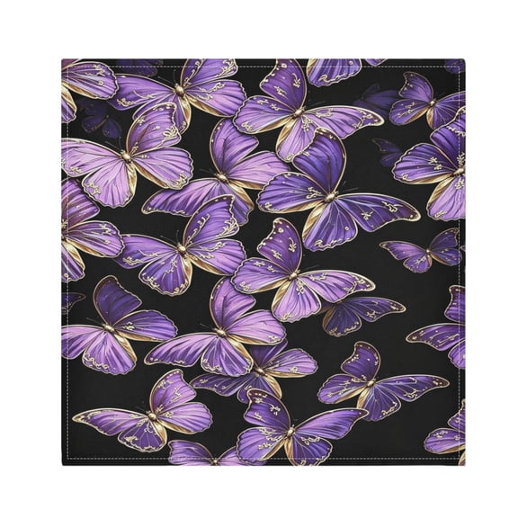 Iauyy Satin Napkins Set of 1- Beautiful Butterfly- Purple DIY Printing Decoration Cloth Napkin- Easy Care for Home/Party