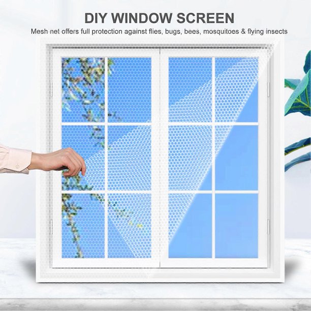 DIY Window Screen with Self-Adhesive Tapes Mosquito Net for Windows Insect Netting Mosquito Protector Mesh Curtain 59 x 78 Inch