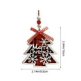 thumbnail image 3 of Christmas Buffalo Plaid Ornaments, Wooden Christmas Tree Decor, Letter Tags with Bead & Bow & Bell for Christmas Decor (D), 3 of 6