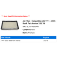 thumbnail image 2 of Air Filter - Compatible with 1991 - 2005 Buick Park Avenue 3.8L V6 1992 1993 1994 1995 1996 1997 1998 1999 2000 2001 2002 2003 2004, 2 of 2