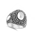 thumbnail image 4 of Large Oval Beaded Bali Spiral Boho Ring .925 Sterling Silver Band Jewelry Female Male Unisex Size 12, 4 of 4