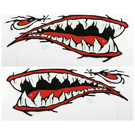 2 Pieces Waterproof Shark Teeth Mouth Stickers Kayak Boat Car Truck (Best Cars For Carrying Kayaks)