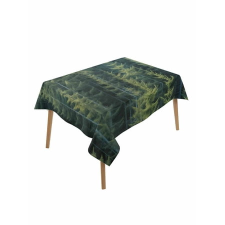 Summer Green Table Cloth 60x102 Inch Rectangle Pine Trees Forest Waterproof Tablecloth Washable Table Cover for Party Picnic Dinner Decor