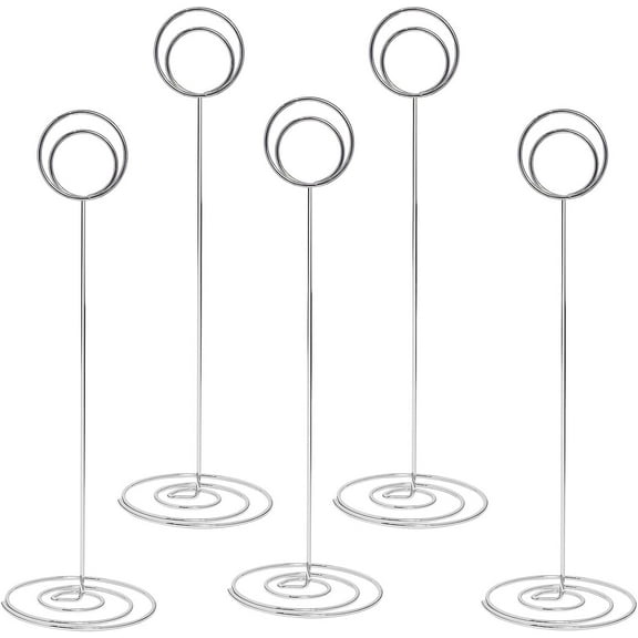 12Pcs Table Number Holders for Weddings, Silver, 220mm Place Cards Holder for Tables, Photo Picture Name Card Holders, Table Number Stands for Party Reception Office Restaurant Table Setting