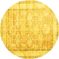 thumbnail image 1 of Ahgly Company Indoor Round Oriental Yellow Traditional Area Rugs, 5' Round, 1 of 4