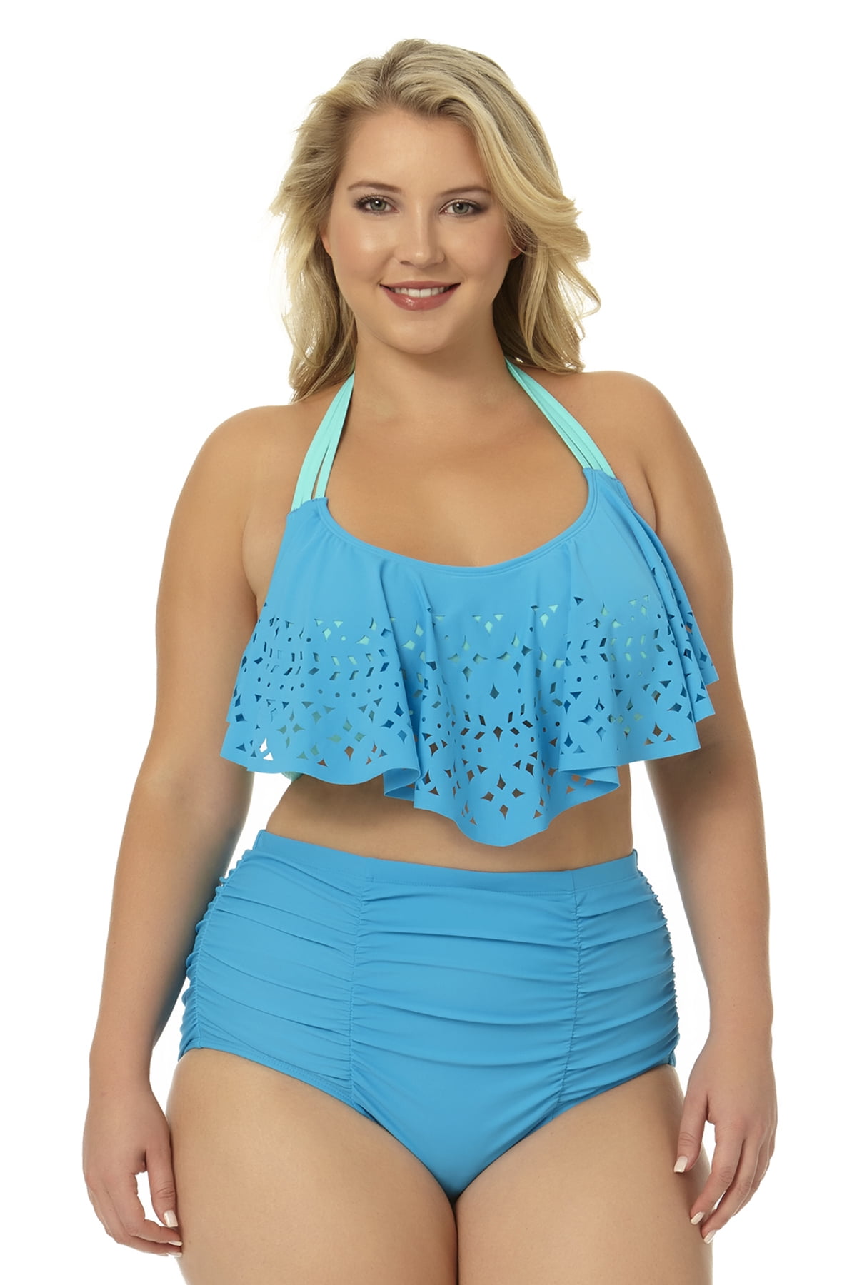 flounce swim top plus size