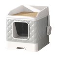 thumbnail image 2 of DOLITY Semi-Enclosed Cat Litter Box, Front Entry, Top Exit, Detachable Cat Potties, Cat Gray, 2 of 9