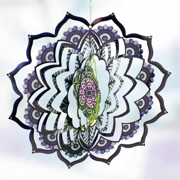 Dawhud Direct | Kinetic 3D Metal Outdoor Garden Decor Wind Spinner Mandala