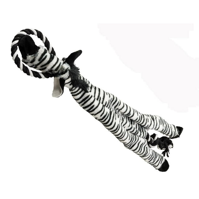SPOT Skinneeez Extreme Jungle Zebra Stuffing Free Plush Tug Dog Toy