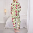thumbnail image 3 of Pajama Sets for Women 2 Pcs, Dragon Fruit 1 Button Down Long Sleeve Sleepwear Lounge PJ Sets, 3 of 6
