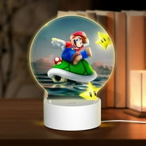 Super Mario Bros Round Acrylic Night Light Decoration USB Cable LED Lamp Base with Touch Control Adjustable 3 Light Modes Nightlight Decor
