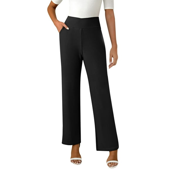 HAiming Womens Sports Pants Straight High Waisted Casual Pants Activewear for Women Solid Color with Pockets