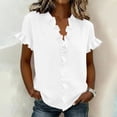 thumbnail image 2 of Guluxicc Women's Blouses Dressy Boho Casual Ruffle Short Sleeve Tops Business Outfits Ladies Summer 2025 Trendy Work Shirts, 2 of 6