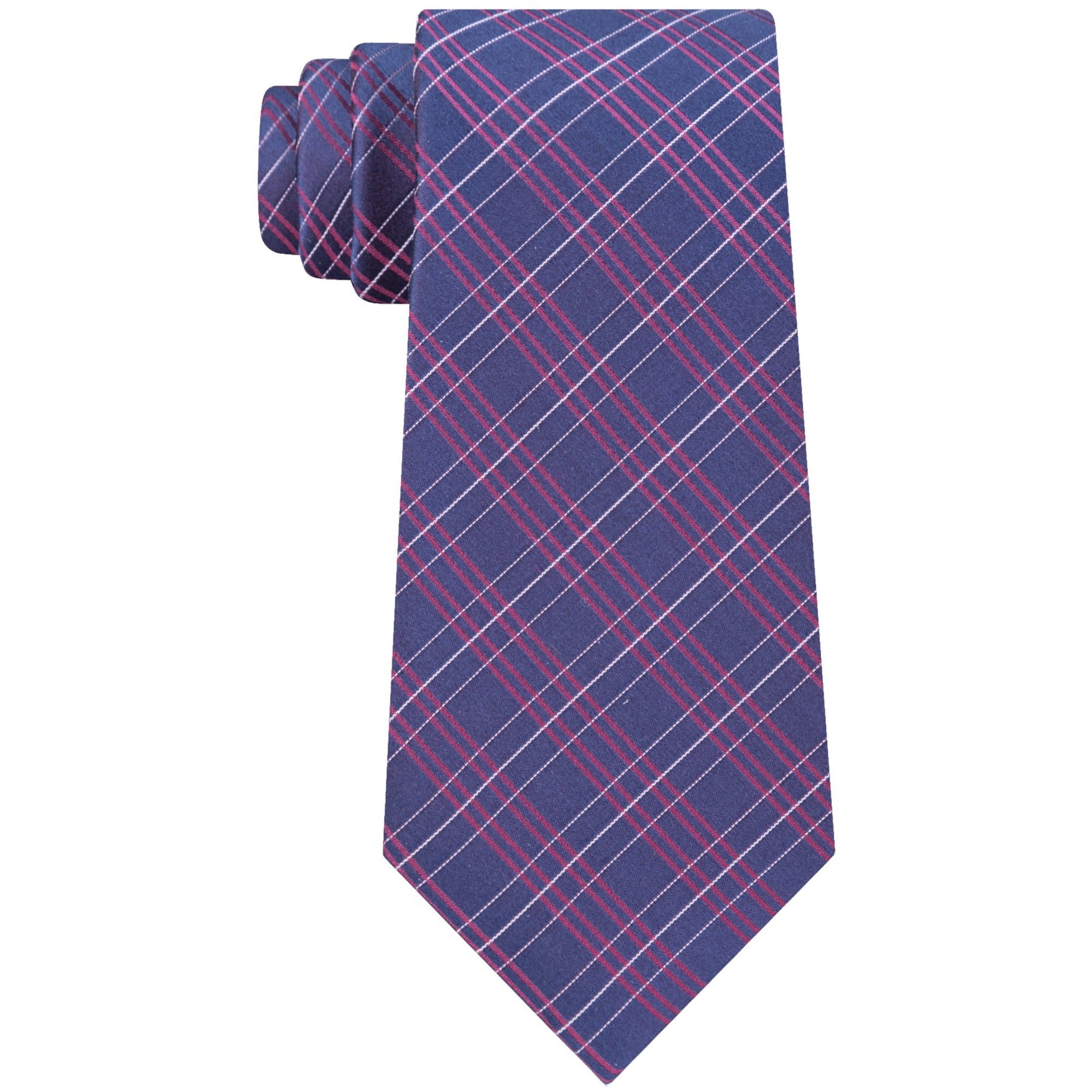 Calvin Klein Mens Silk Plaid Self-tied Necktie, Purple, One Size -  
