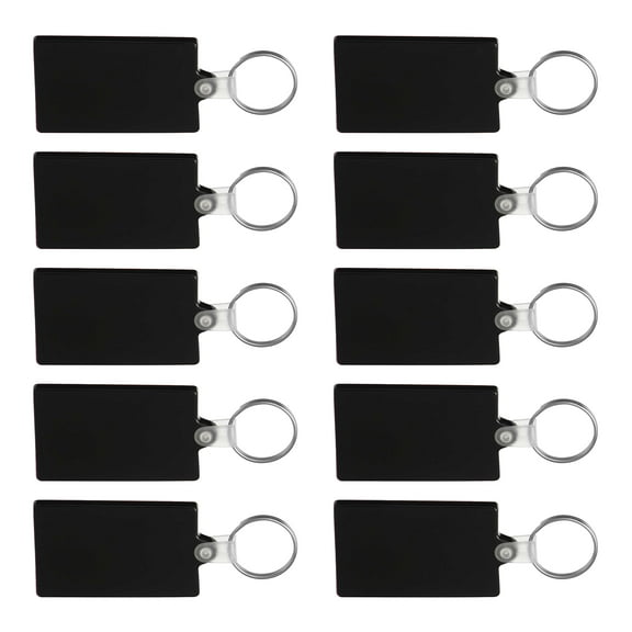 Rectangle Soft Keychains Set of 10, Bulk Pack - Perfect for Home, Tradeshows, Other Events - Black