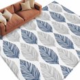 thumbnail image 2 of Navy Blue Grey Leaves Area Rug 5x7 FT, Non Slip Bedroom Throw Carpet, Summer Tropical Plant Aesthetics Washable Soft Floor Carpet Non-Shedding Rug for Dining Room Bedside Classroom Desk, 2 of 9