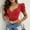 Red, variant on Shirts for Women Sexy Zip Front V Neck Ruched Puff Sleeve Elegant Solid Shirts Tops Summer Casual Slim Fit Blouse