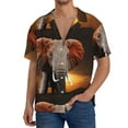 thumbnail image 3 of KLL Elephant Sunset in Kenya Print Men's Shirt Short Sleeve Button Down Summer Cuba Beach Shirts- Medium, 3 of 7