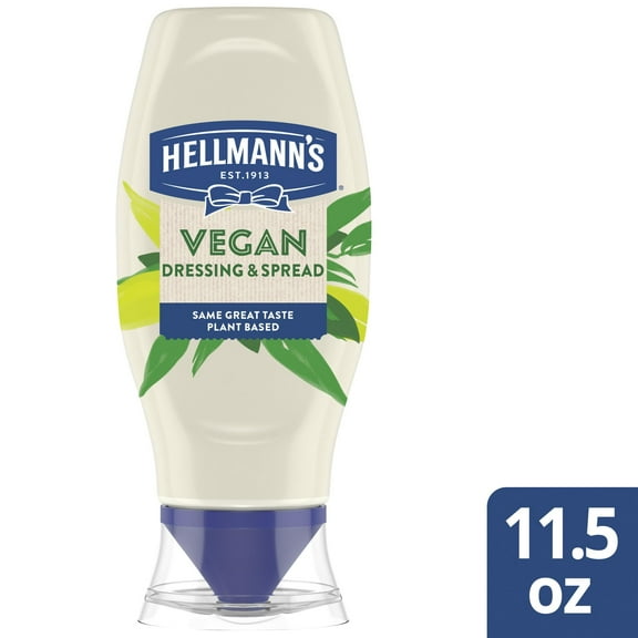 Hellmann's Vegan Plant Based Dressing and Spread Mayonnaise, Condiments, 11.5 oz Bottle