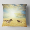 thumbnail image 2 of Designart Sunset over Grassland with Zebras - African Landscape Printed Throw Pillow - 18x18, 2 of 5
