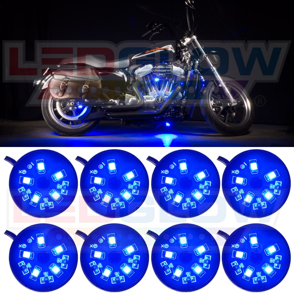 LEDGlow 8pc Blue LED Pod Motorcycle Lighting Kit