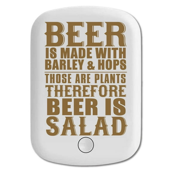 DistinctInk Magnetic Battery Pack, 5000 mAh Wireless Portable Charger with USB-C Cable, Compatible with MagSafe iPhone 14 / 13 / 12 Series - Beer Is Barley & Hops Beer is Salad