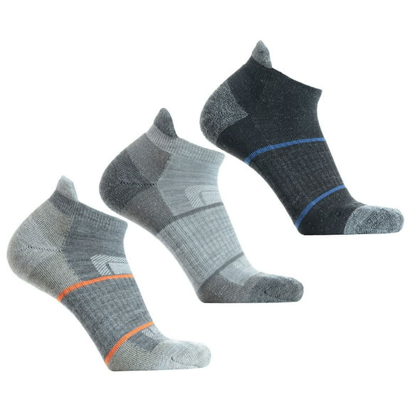 Solax Men's 72% Merino Wool Hiking Socks Outdoor Trail Trekking Cushioned Breathable Low Cut Ankle Socks 3 Pairs (LG Asst138)