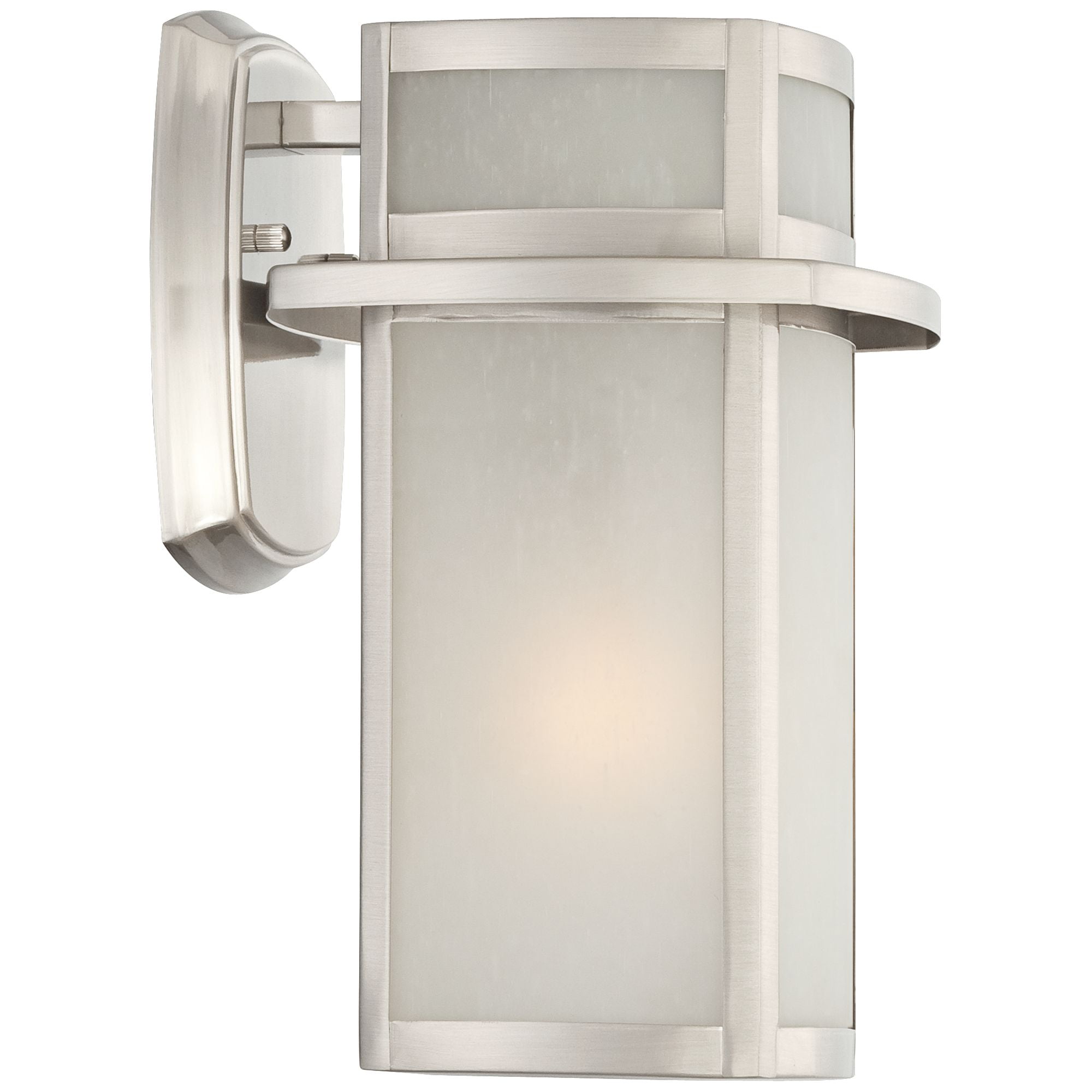 Possini Euro Design Delevan Modern Outdoor Wall Lights Fixture Set of 2 Brushed Nickel 11 1/4" Frosted Seedy Glass for Post Exterior Barn Deck House