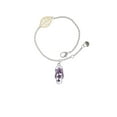 thumbnail image 2 of Delight Jewelry Silvertone Purple Open Plumeria Flower Flip Flop - Goldtone Leaf Delicate Bracelet, 6.25+1.75", 2 of 4