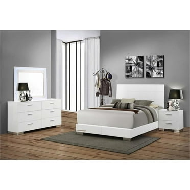 Coaster Felicity 4-Piece Modern Wood Queen Bedroom Set in Glossy White