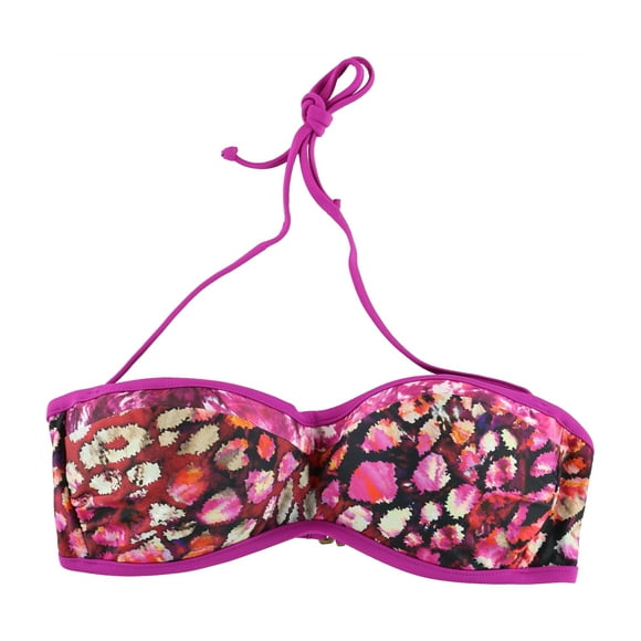 Becca Womens Printed Push Up Bikini Swim Top, Purple, Medium