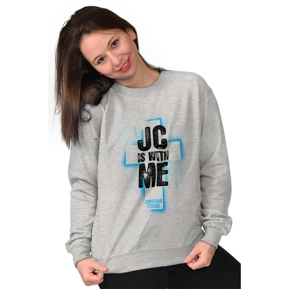 Christ is With Me Christian Faith Sweatshirt for Men or Women Brisco Brands S