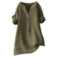 thumbnail image 3 of Women's Short Sleeve T-shirt Women'S Pocket Detail Linen Shirt - Utility Style Button Down Top,Brown Women's Short sleeve T-shirt M, 3 of 9